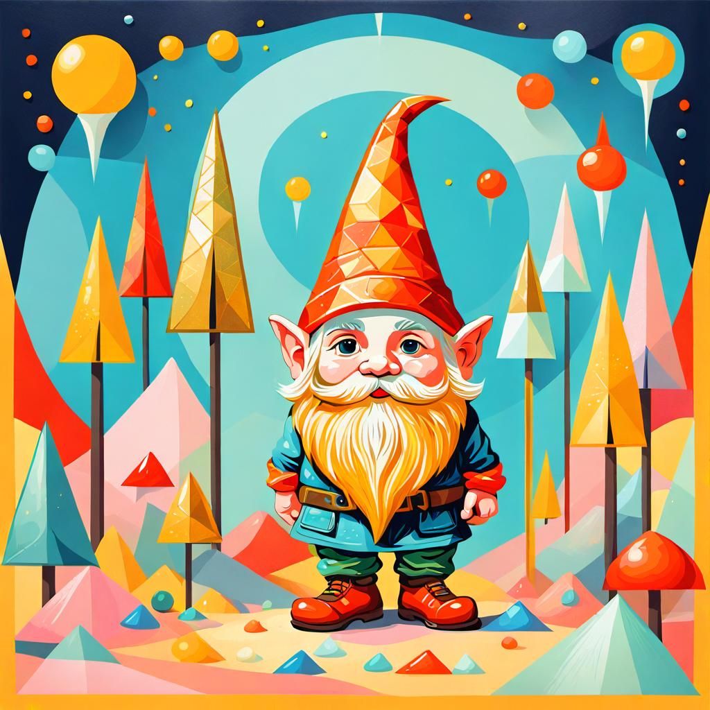 Cute Gnome in Pop Art Style Illustration