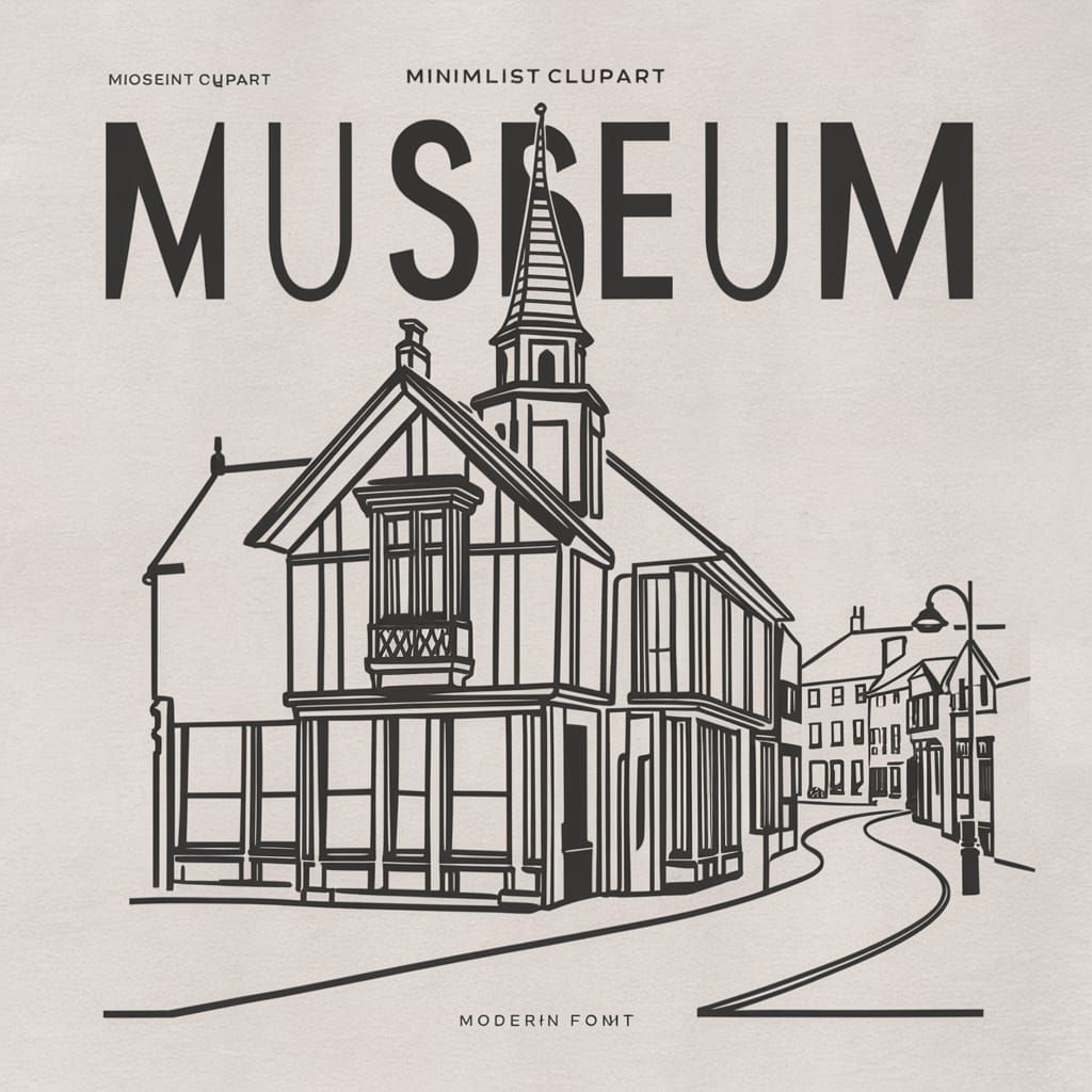 Minimalist Clipart of Quaint Town Museum