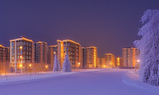 Gloomy Winter Night in Russia