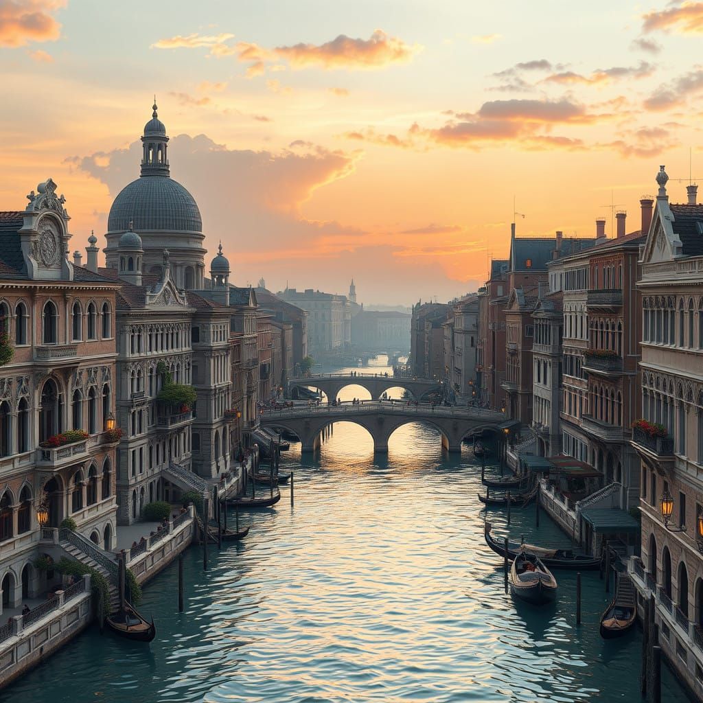 Ethereal Venice Cityscape at Golden Hour