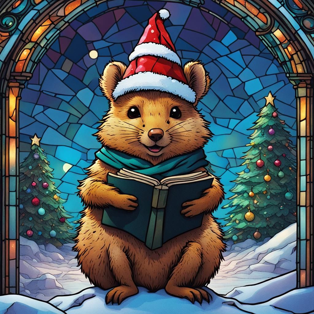 Stained Glass Quokka Caroling
