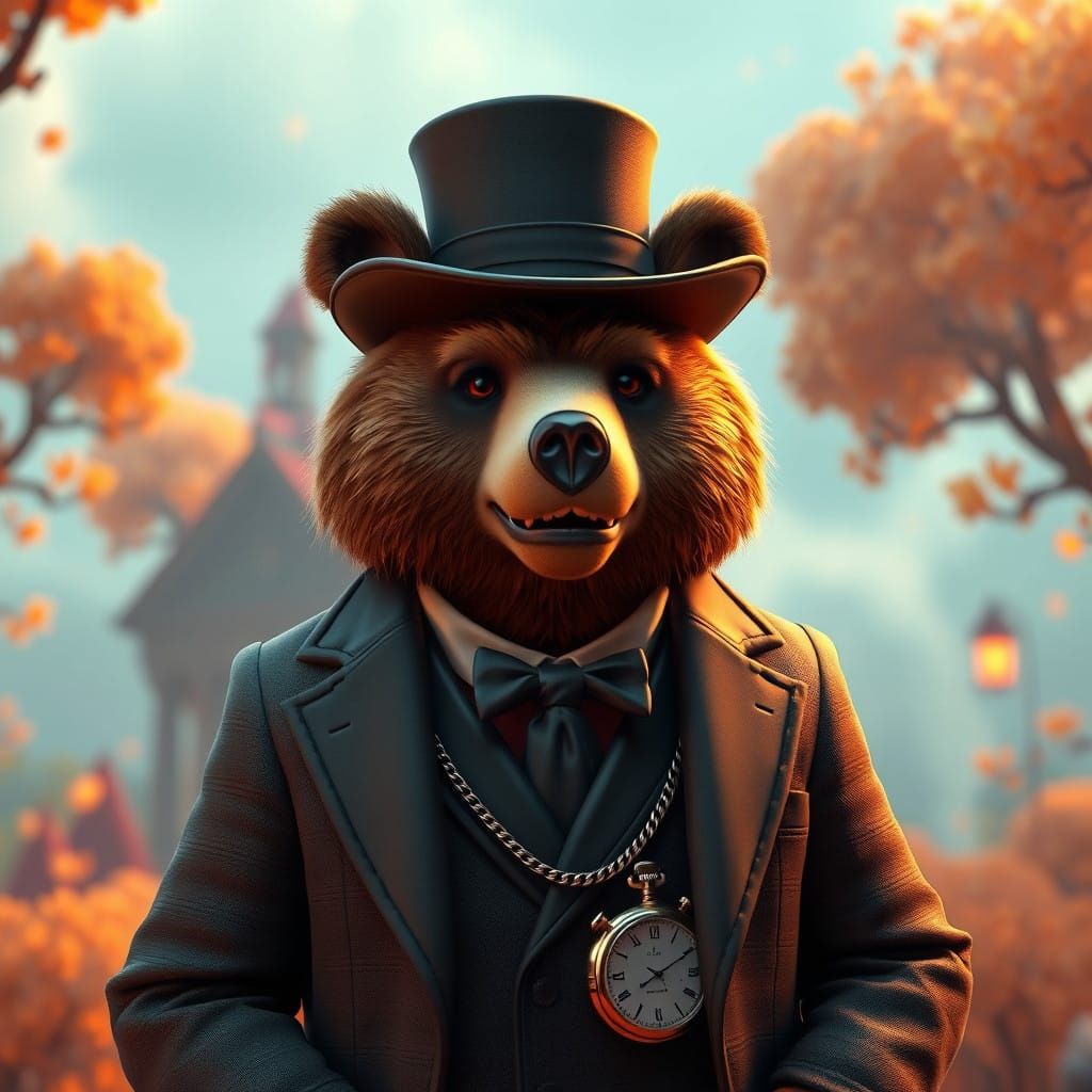 Regal Bear in Top Hat and Tailored Suit