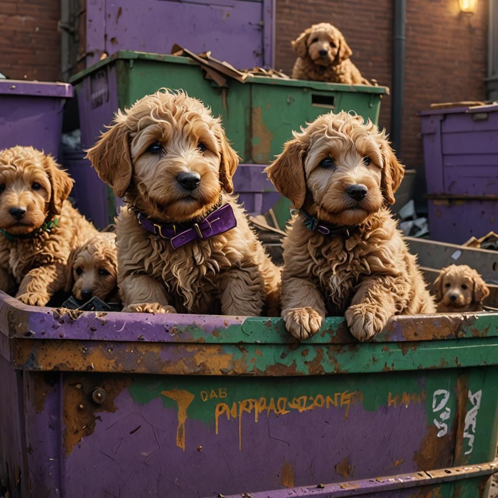 Scared Puppies in a Dumpster: Hyper-Realistic Art