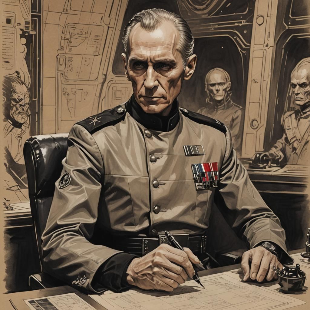 Grand Moff Tarkin Crossword Puzzle: Ink Illustration