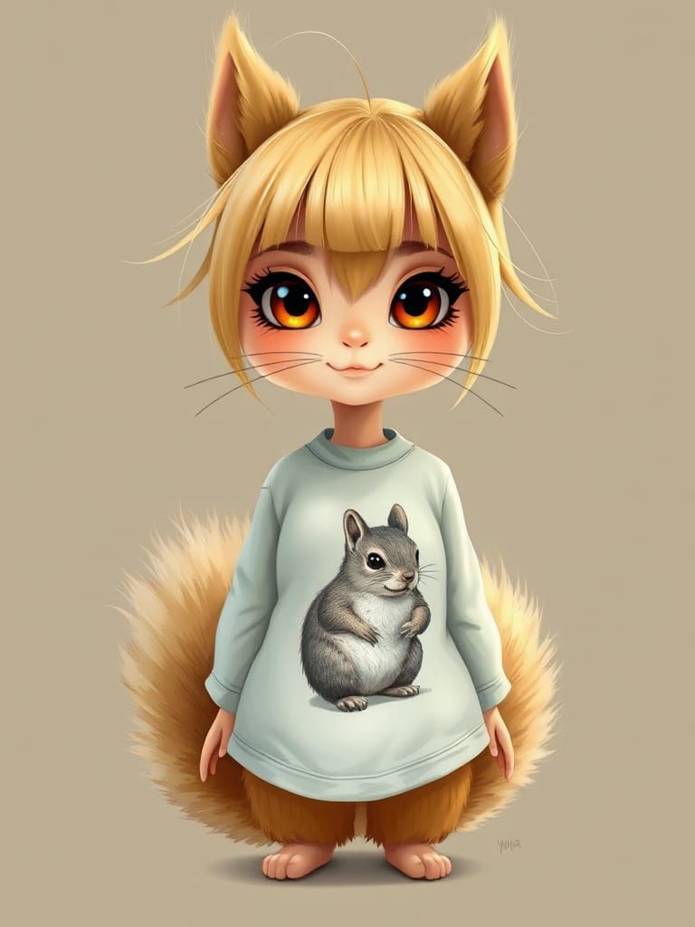 Chibi Squirrel Superhero in Pixar Style