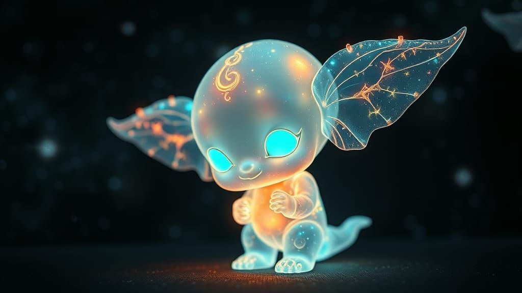 Stunning Bioluminescent Chibi Child in Opalescent Fractals