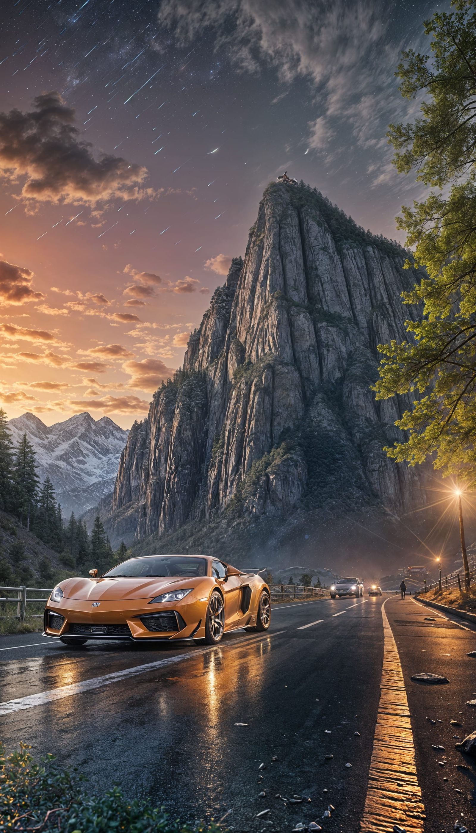 Create a hyperrealistic 2.5D anime wallpaper featuring a sle...