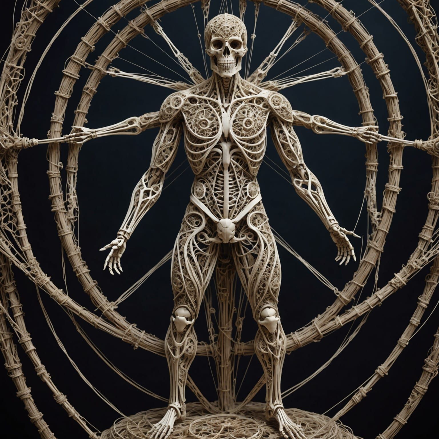 Intricate String Art: Male Figure in Dreamcore Style