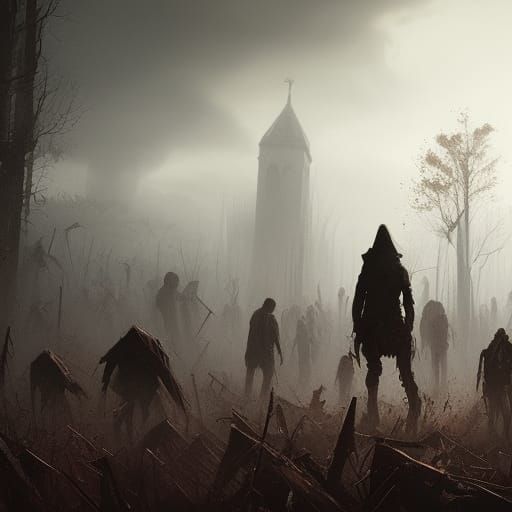 Last Human in Zombie Apocalypse: Dark Fantasy Art