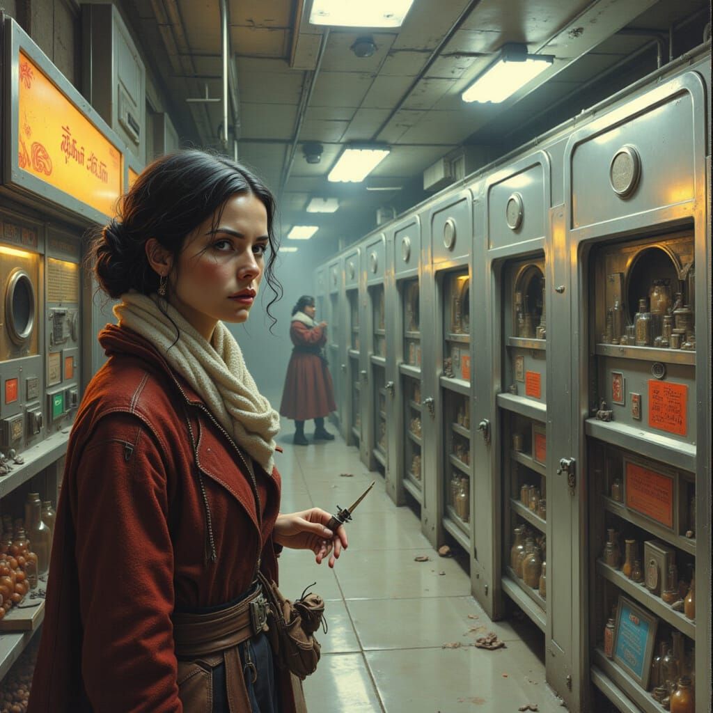 Sci-Fi Laundromat Scene with Women