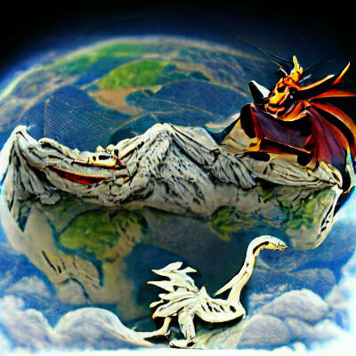 Majestic Dragon Perched on Mountain Peak