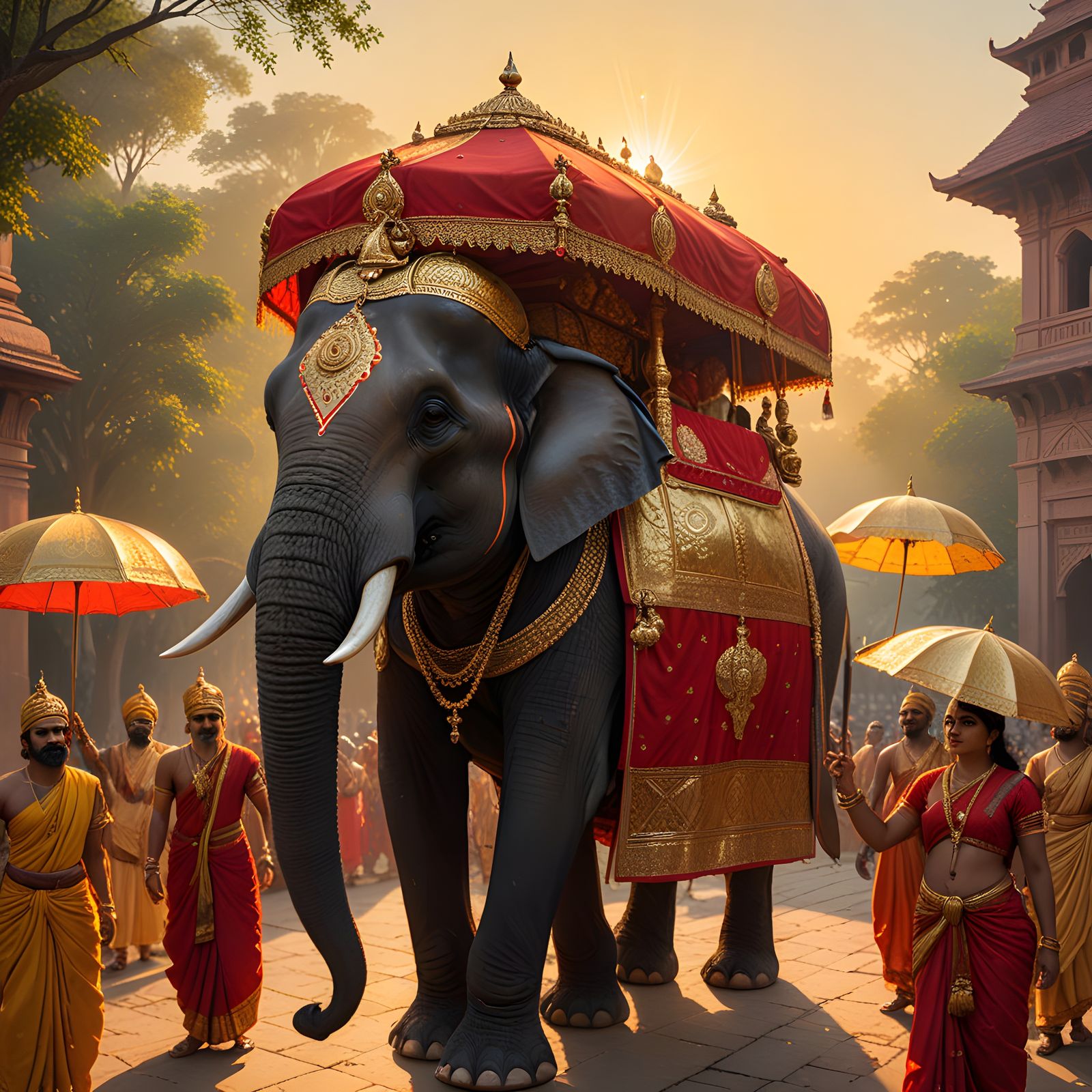 Ancient Indian Maharaja Procession in Splendid Sunlit Street...