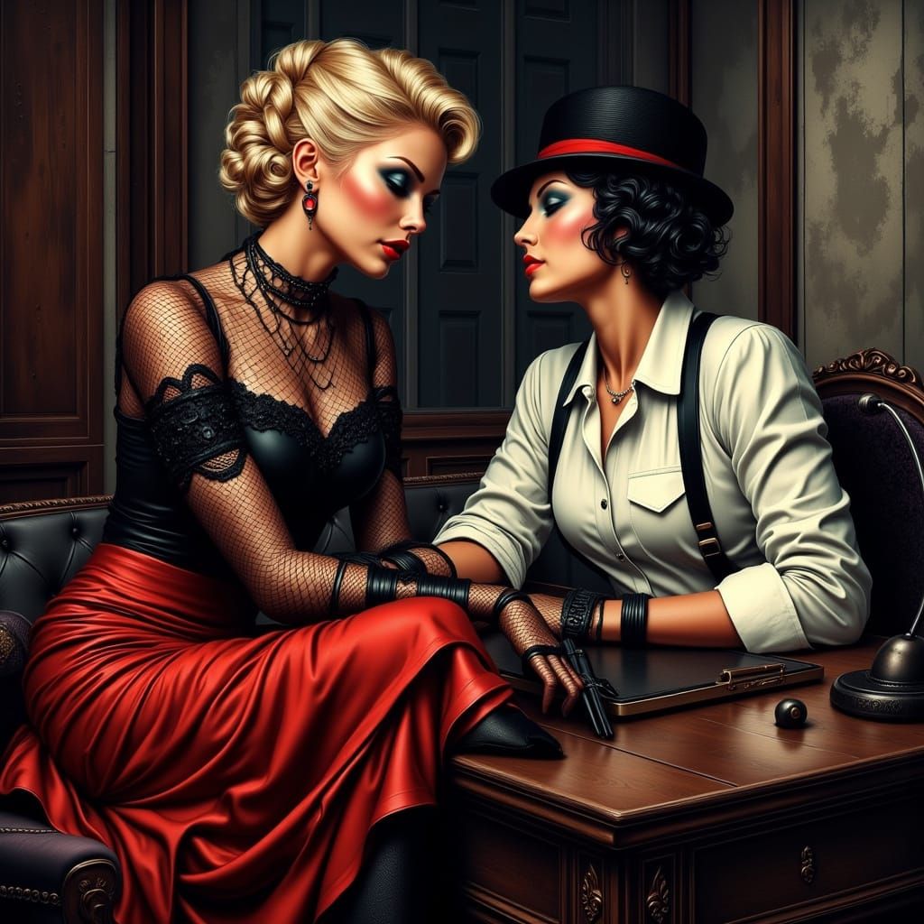 Sultry Noir Goddess Exudes Sophisticated Flair in 1940s Pulp...