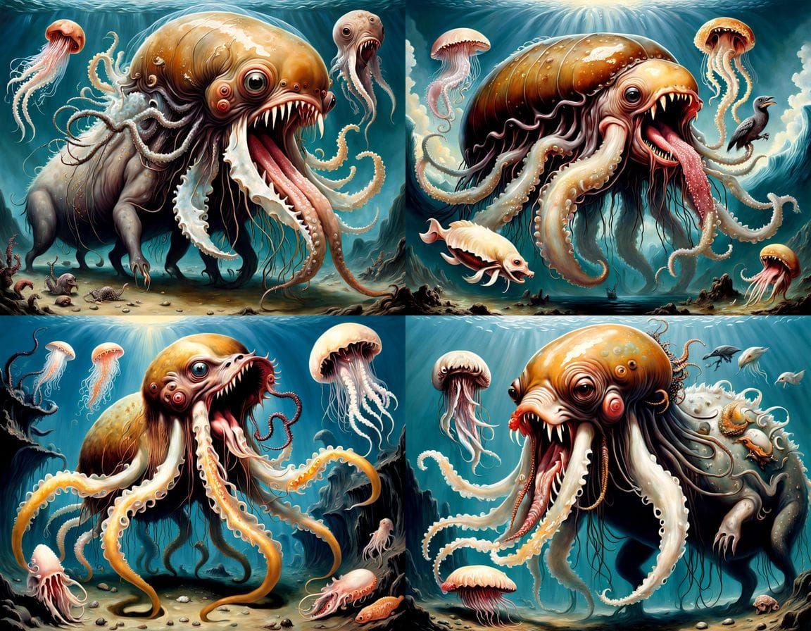 Surreal Mutant Ocean Landscape in Romantic Style