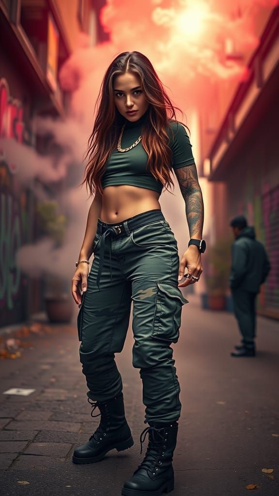Dancehall Queen in Urban Military Style