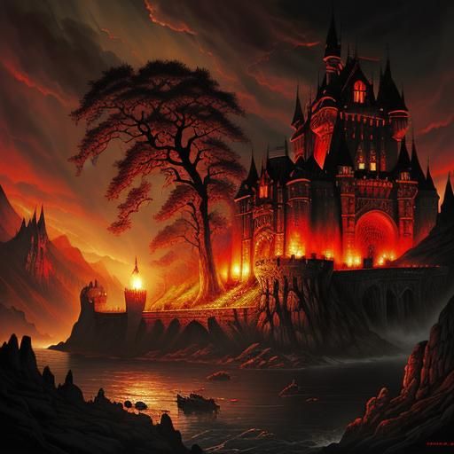 Dracula's Castle: A Dark Fantasy Illustration