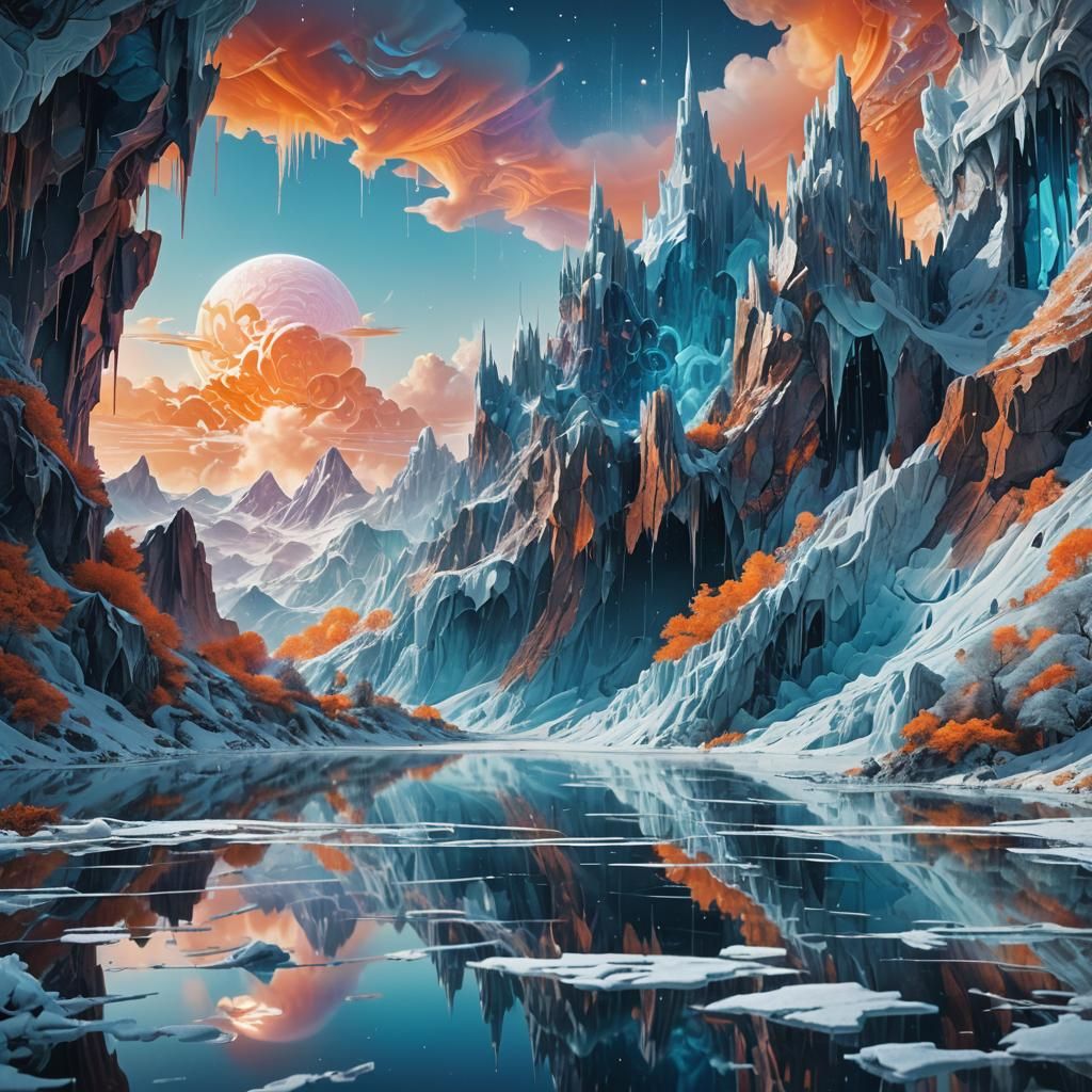 Crystalline Structure in Glitch Art Style