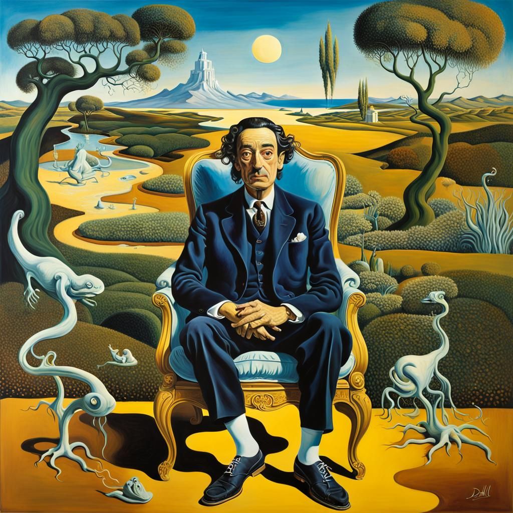 Man in Surrealist Garden, Salvador Dali Style