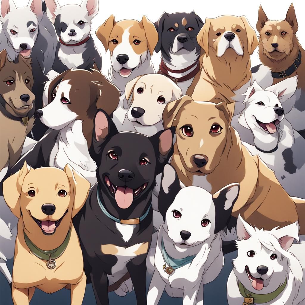 Anime Style Dogs in Japanese Manga Art