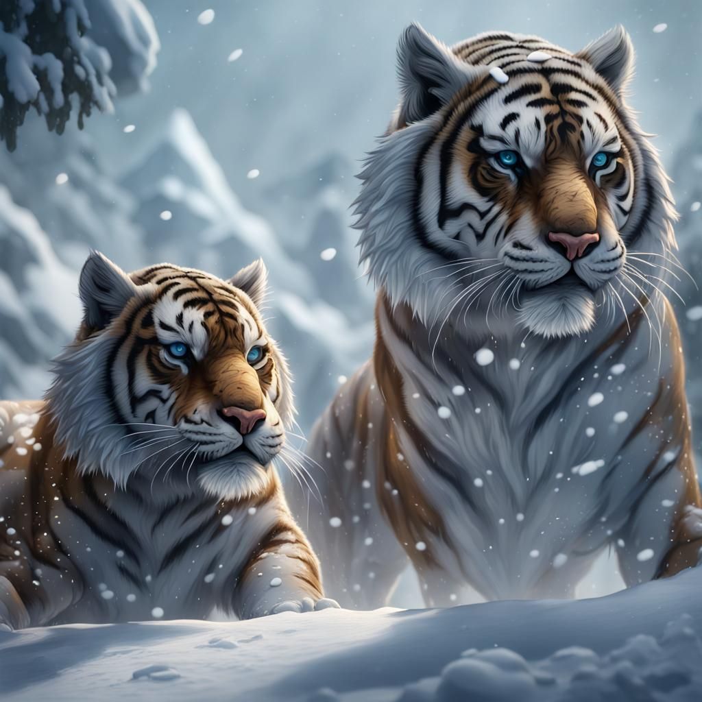 Fantastical Snow Tiger in Detailed Matte Painting