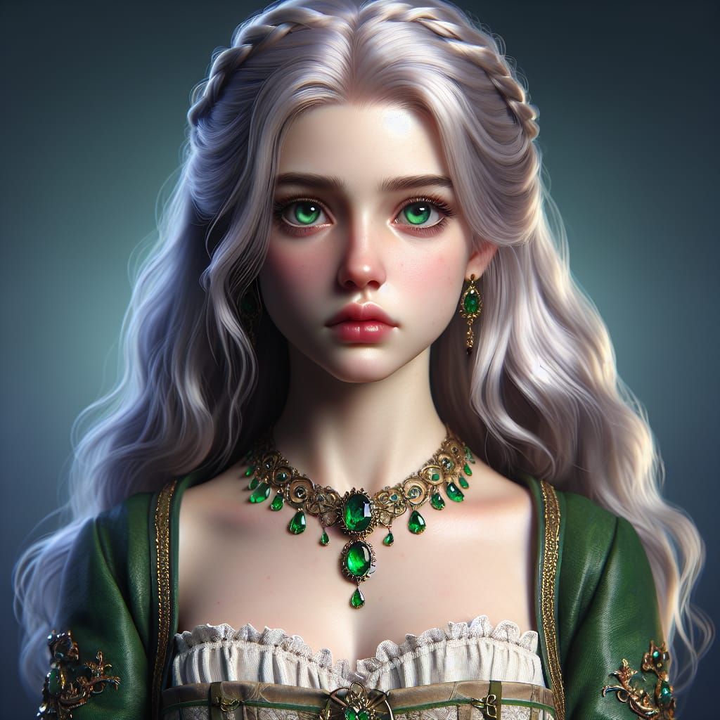 Melancholy Girl in Medieval Dress: Fantasy Concept Art