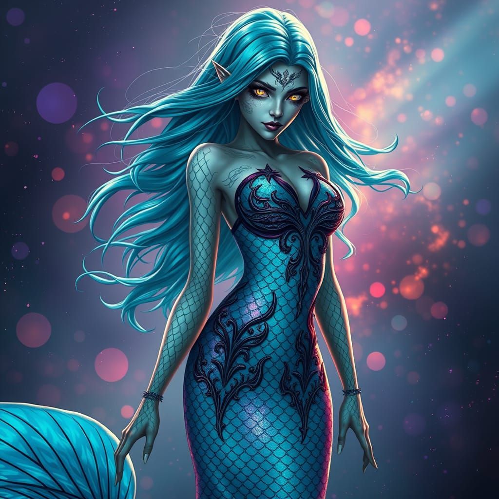Siren of Midnight Tides in Iridescent Armor