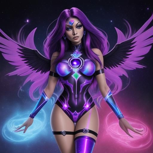 Starfire and Raven Fusion: Cosmic Illustration