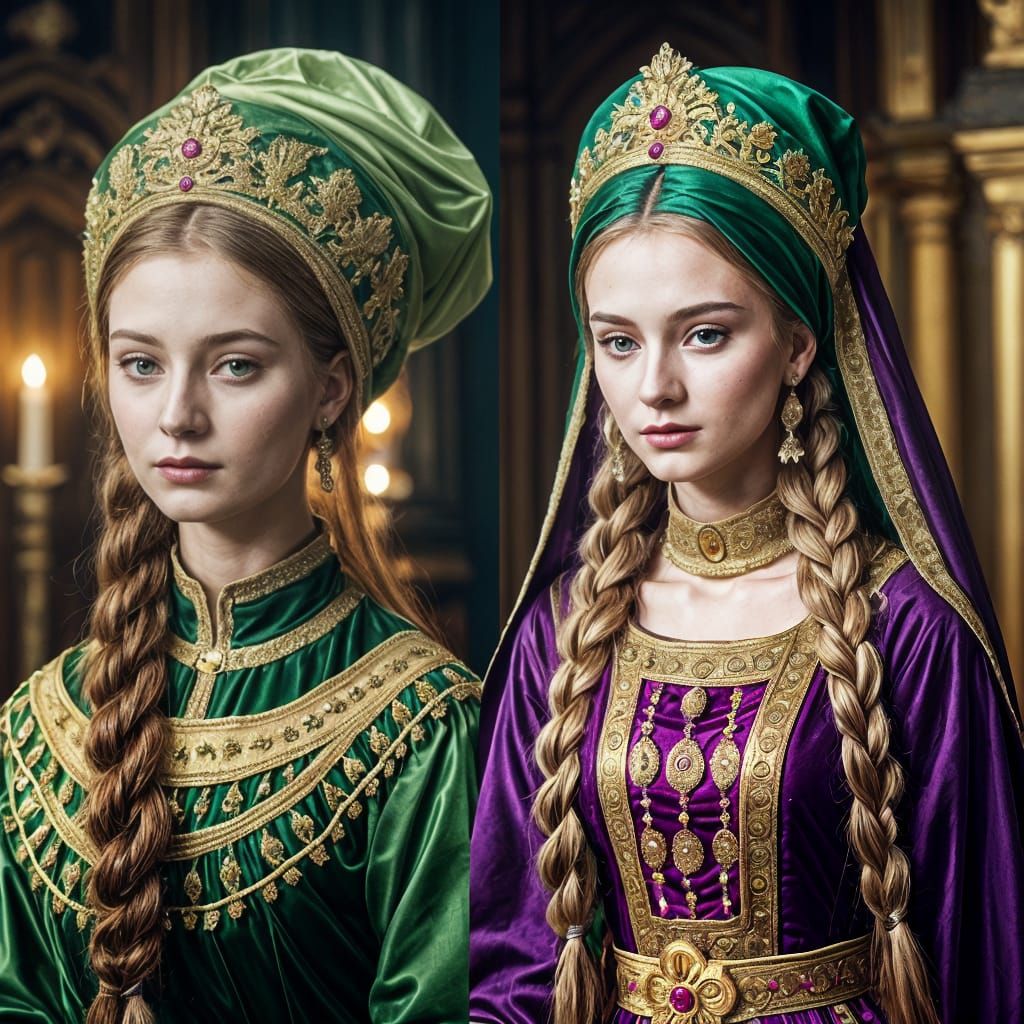 Tsarina with Red Braids and Golden Kokoshnik