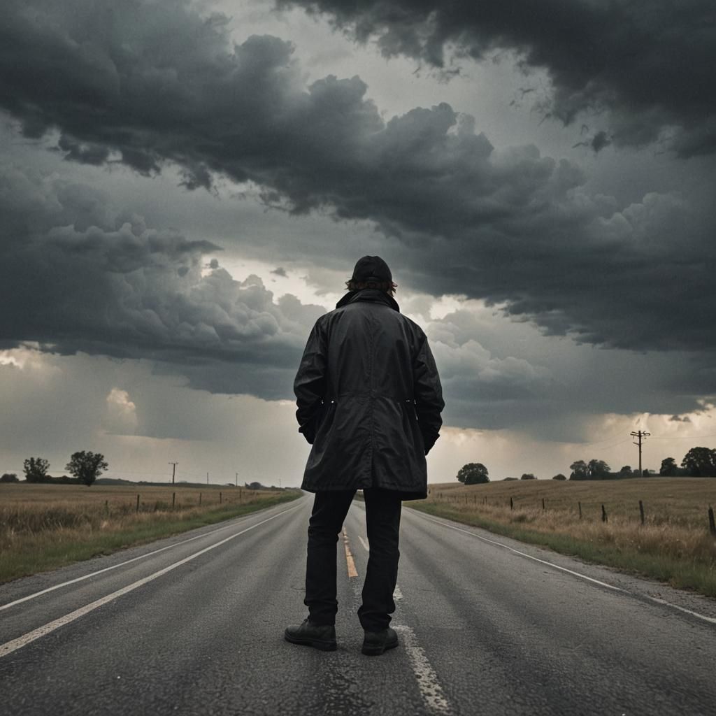 Sinister Hitchhiker on Country Road