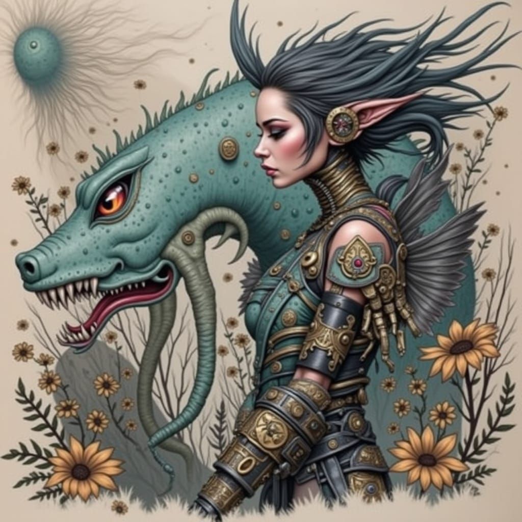 Cyberpunk Musician in Fog, Dark Aesthetic