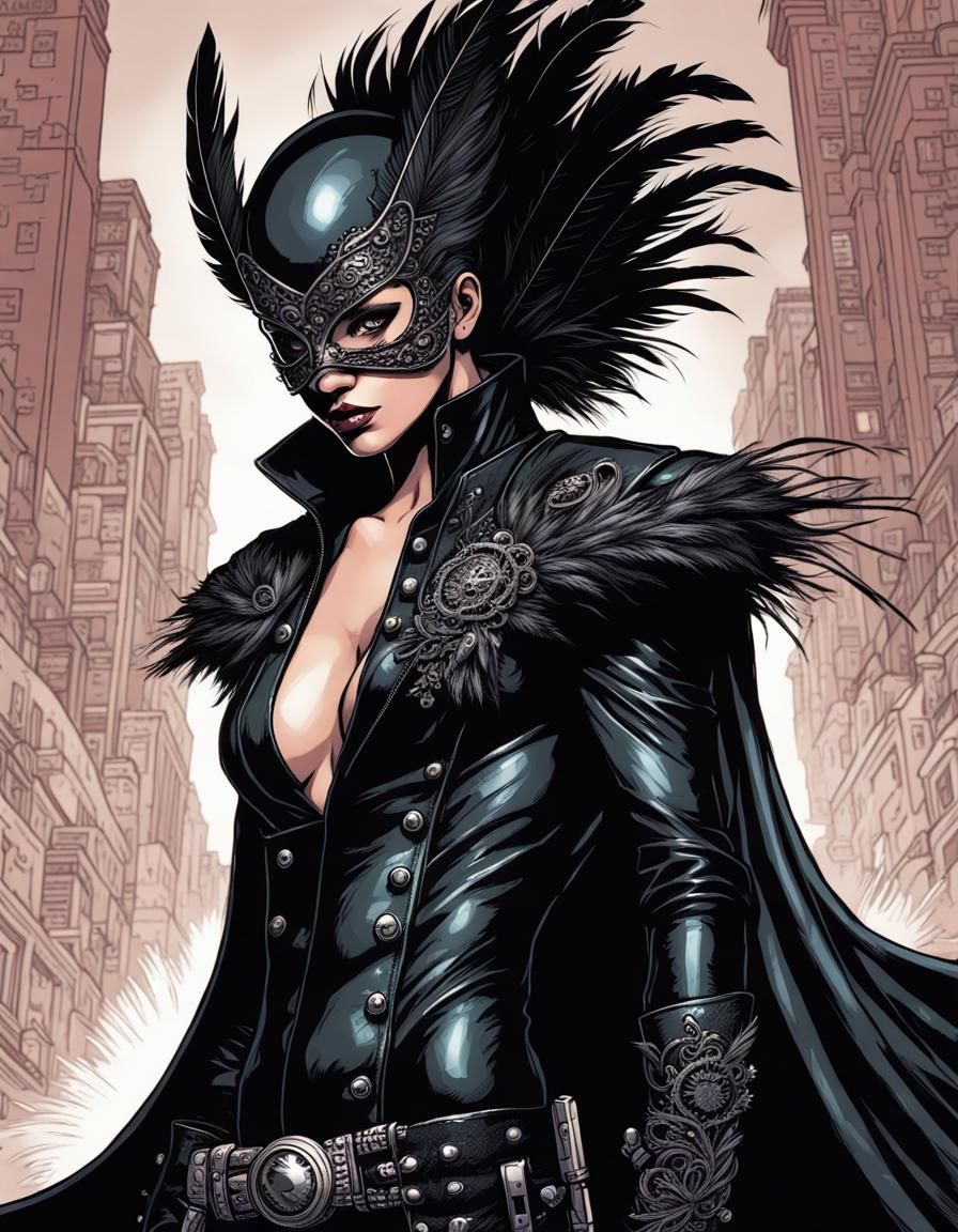 Punk Rocker with Lace Mask in Comic Book Art