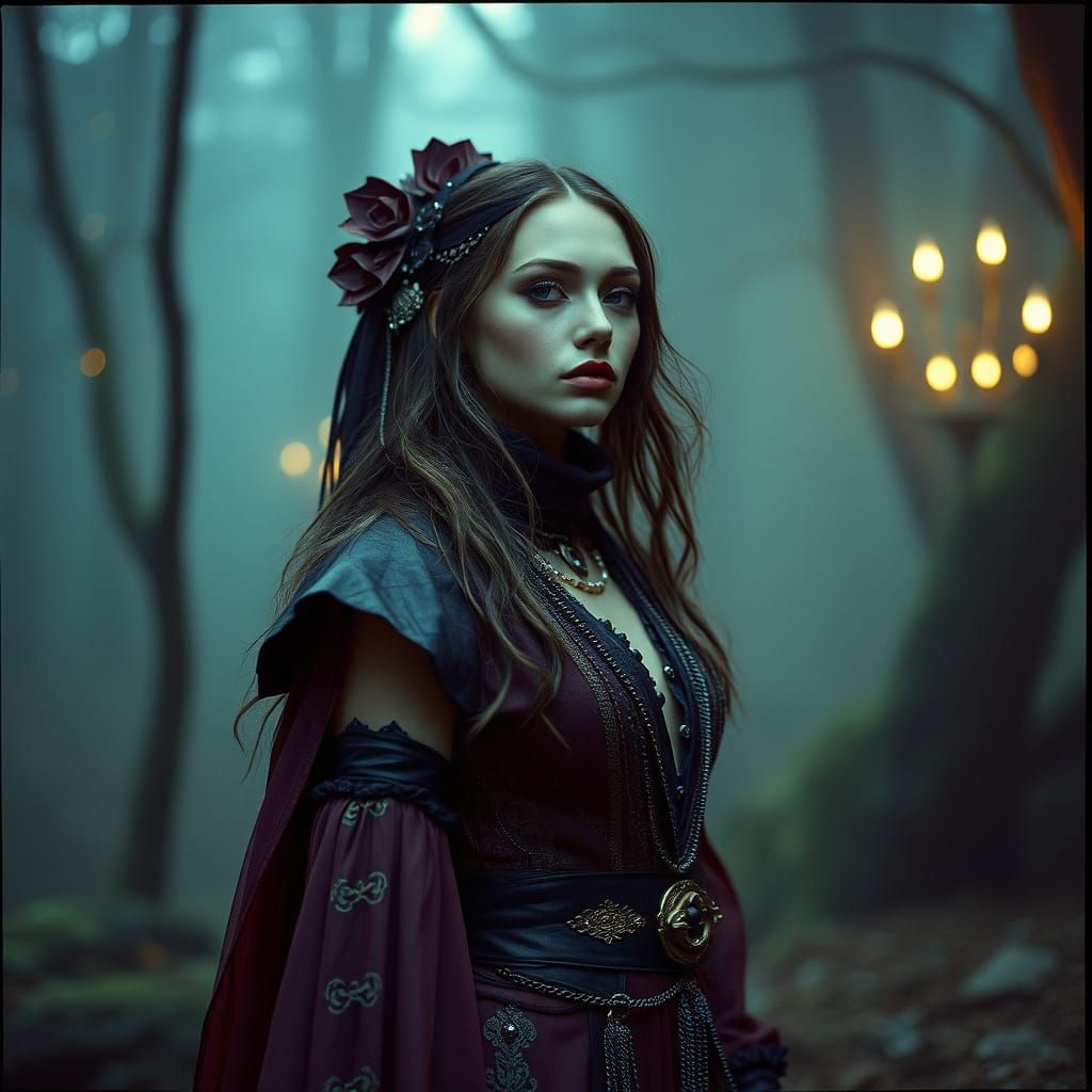 Dreamlike Portrait of Woman in Film Still Style