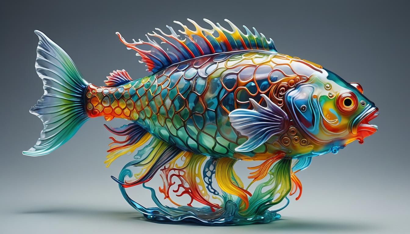 Vibrant Jelly Sculpture of Intricate Fish