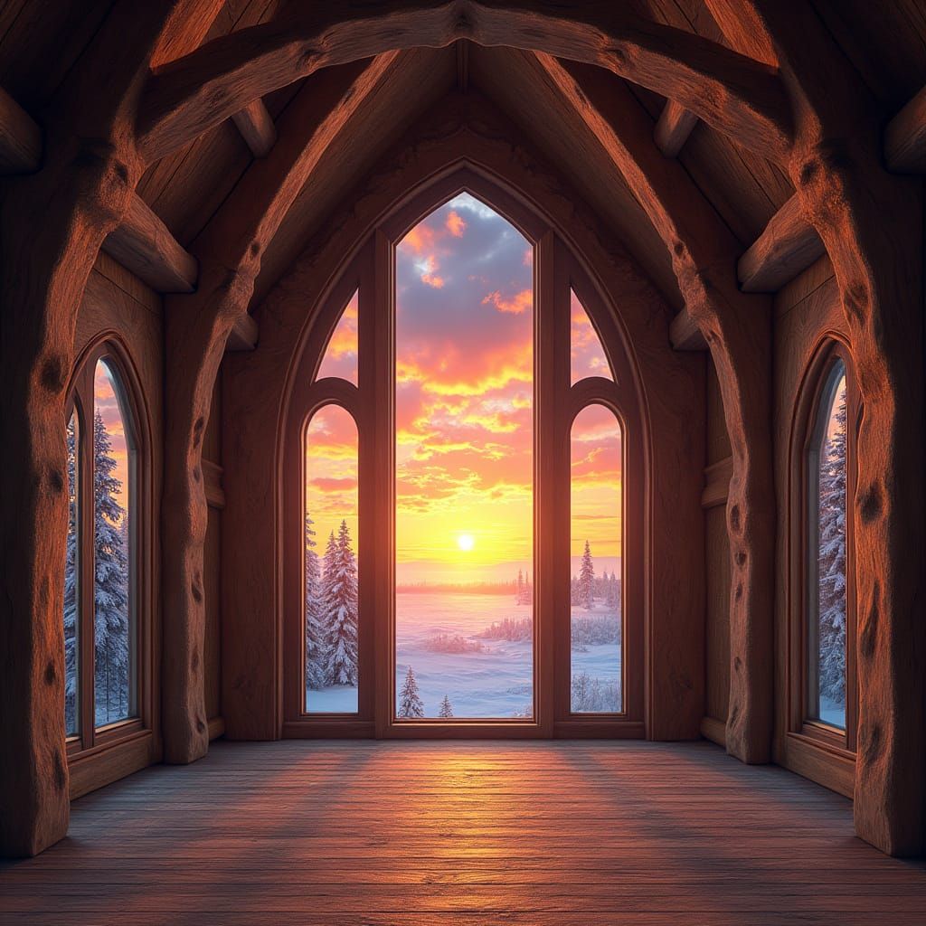 Grand Northern Palace Unfolds in Vibrant Sunset Hues