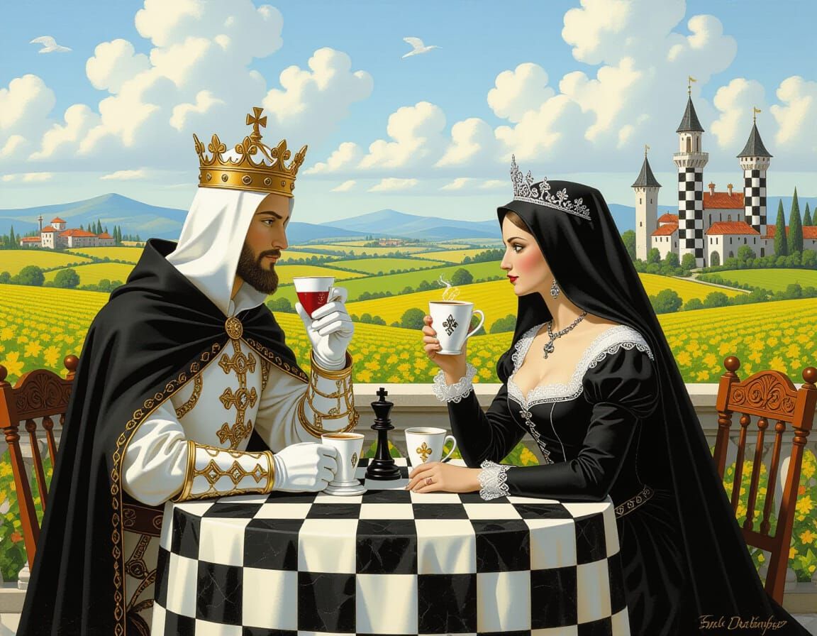 Chess King and Queen's Romantic Rendezvous