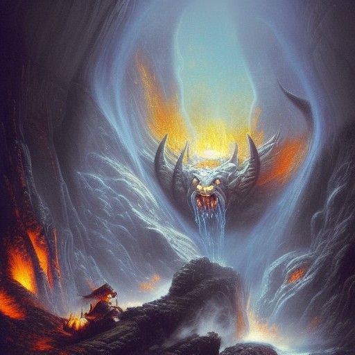 Balrog and Gandalf Battle in Mines of Moria