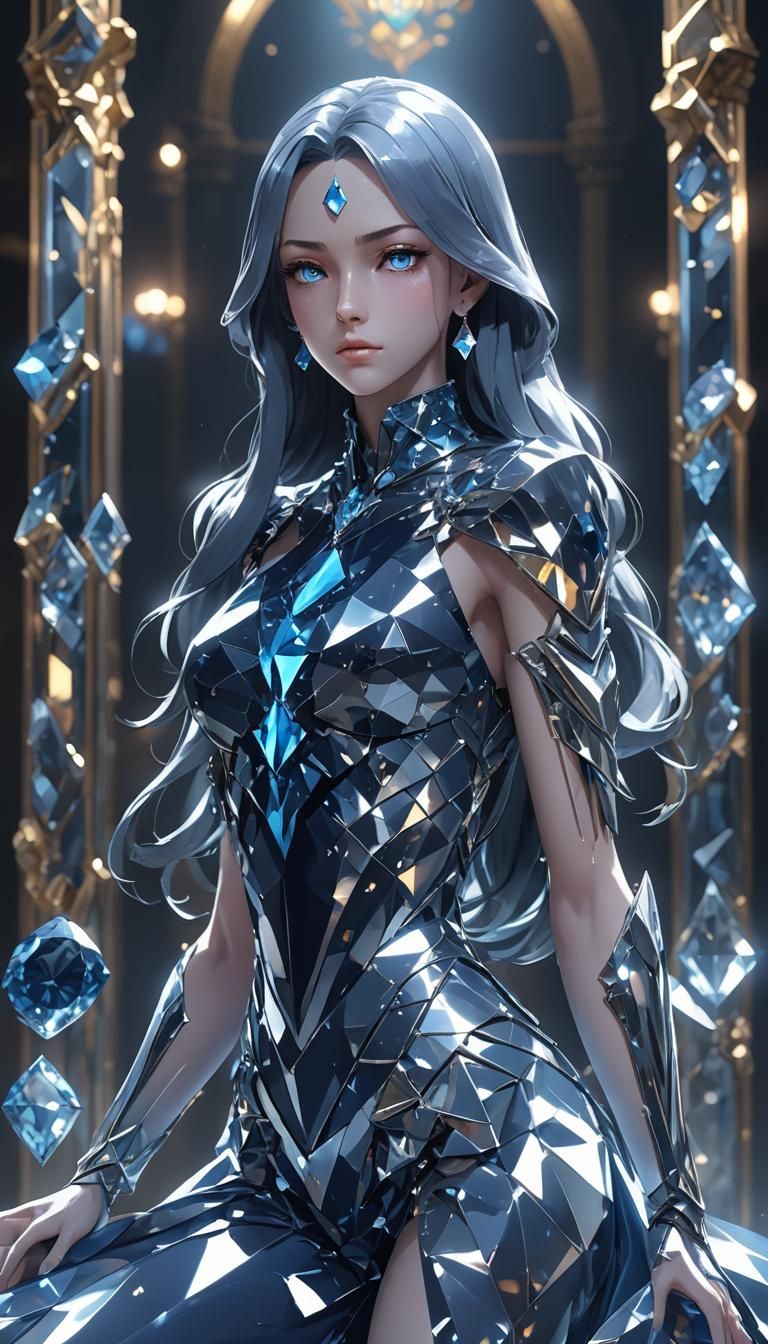 Precious Blue Diamond Displayed as 3D Anime Art