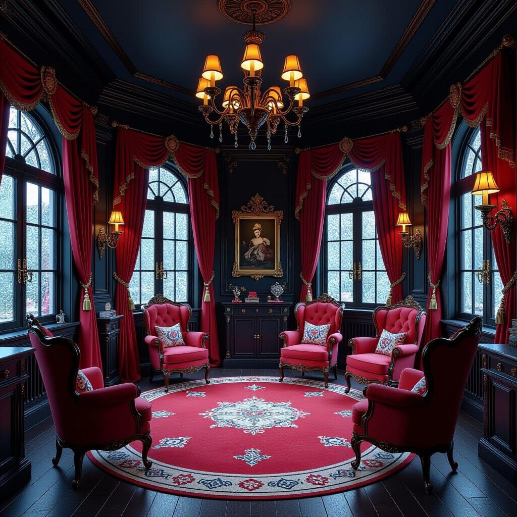 Magical Academy Dorm in Gothic Art Nouveau Style