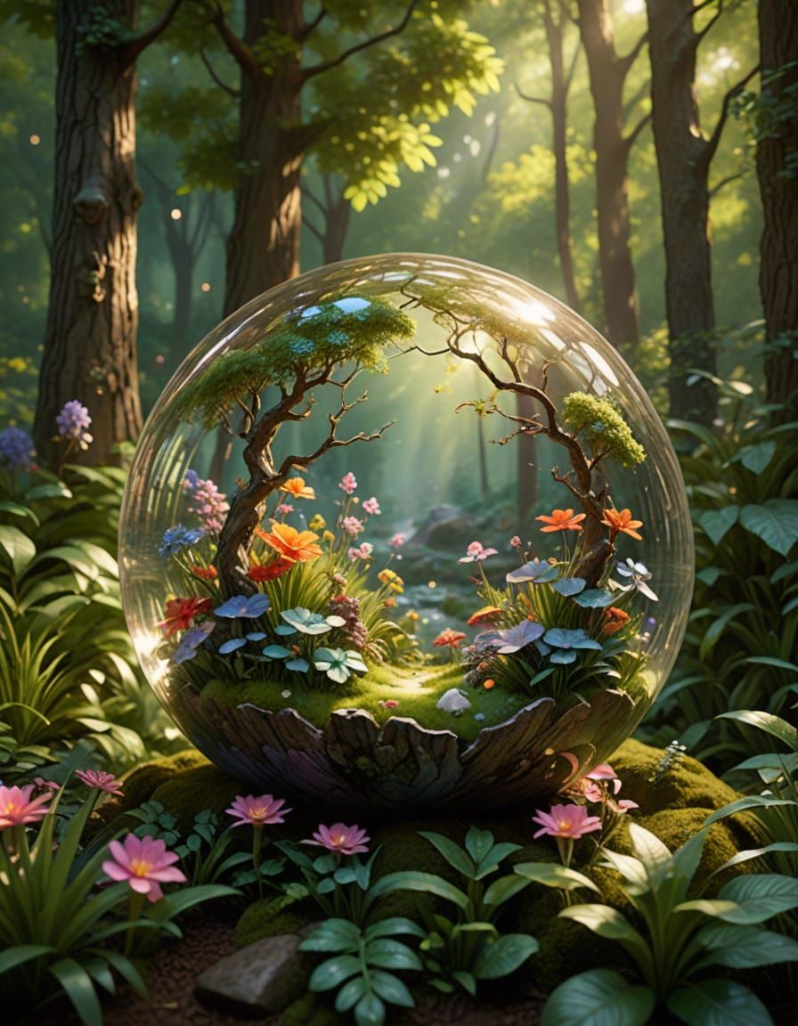 Arboreal glass sphere