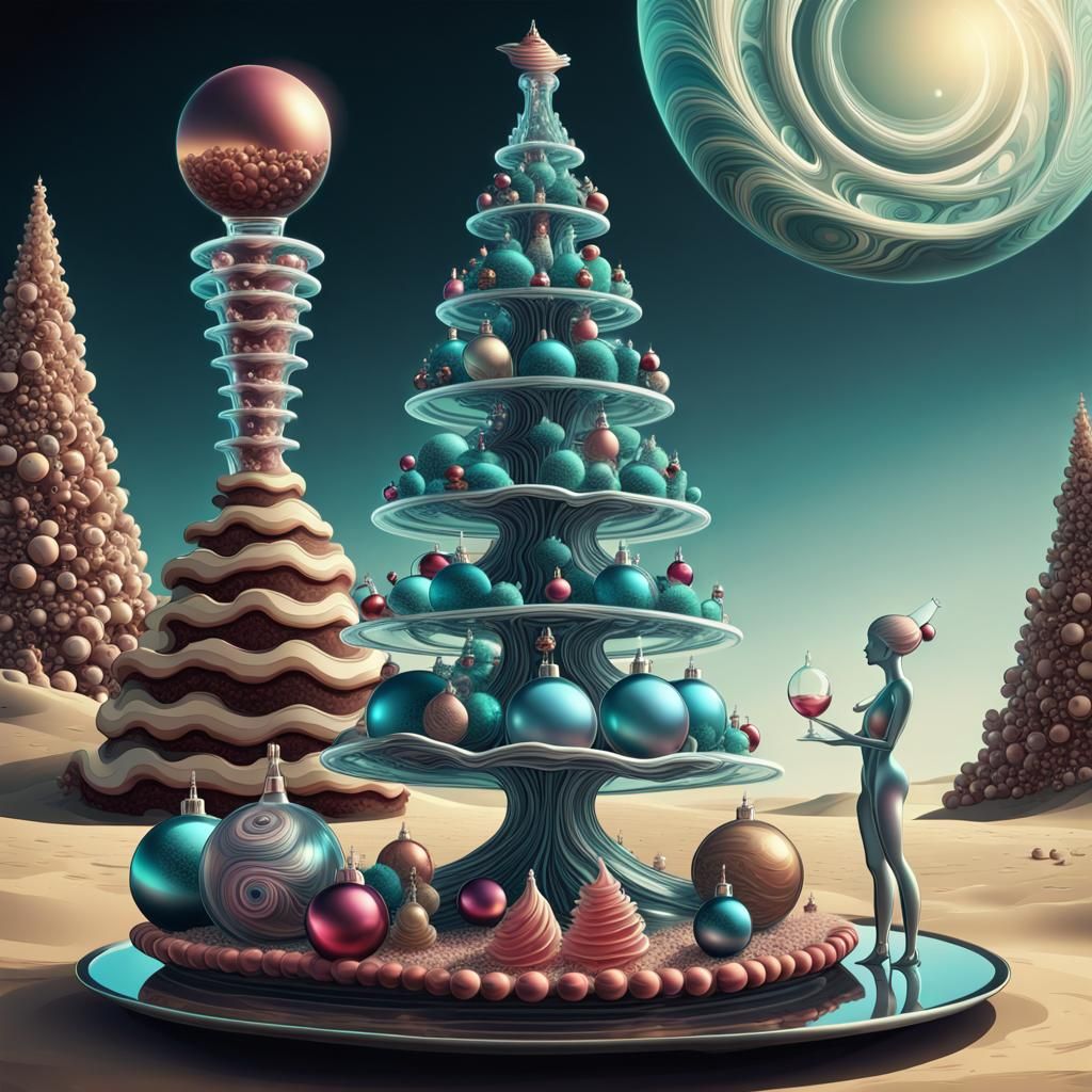 Futuristic Christmas Tree on an Alien Planet