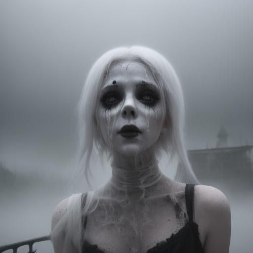 Eerie White Plague Cityscape in Dreamcore Style