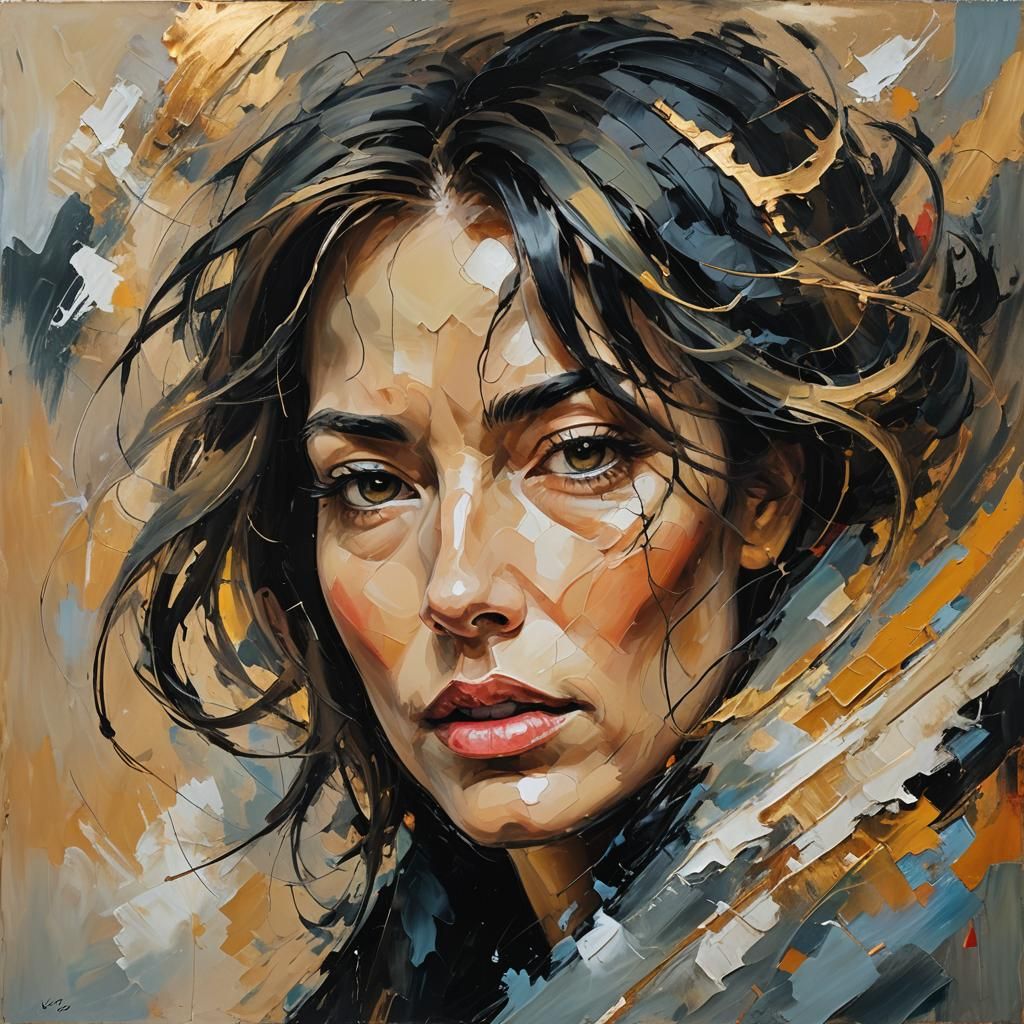 Dynamic Abstract Portrait in Expressionist Style