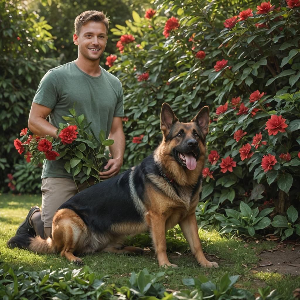 Boy and Dog Portrait in Photorealistic Style