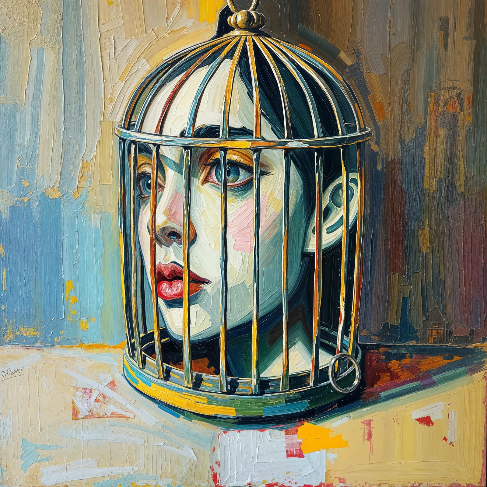 Chastity Cage in Vibrant Neo-Impressionist Style