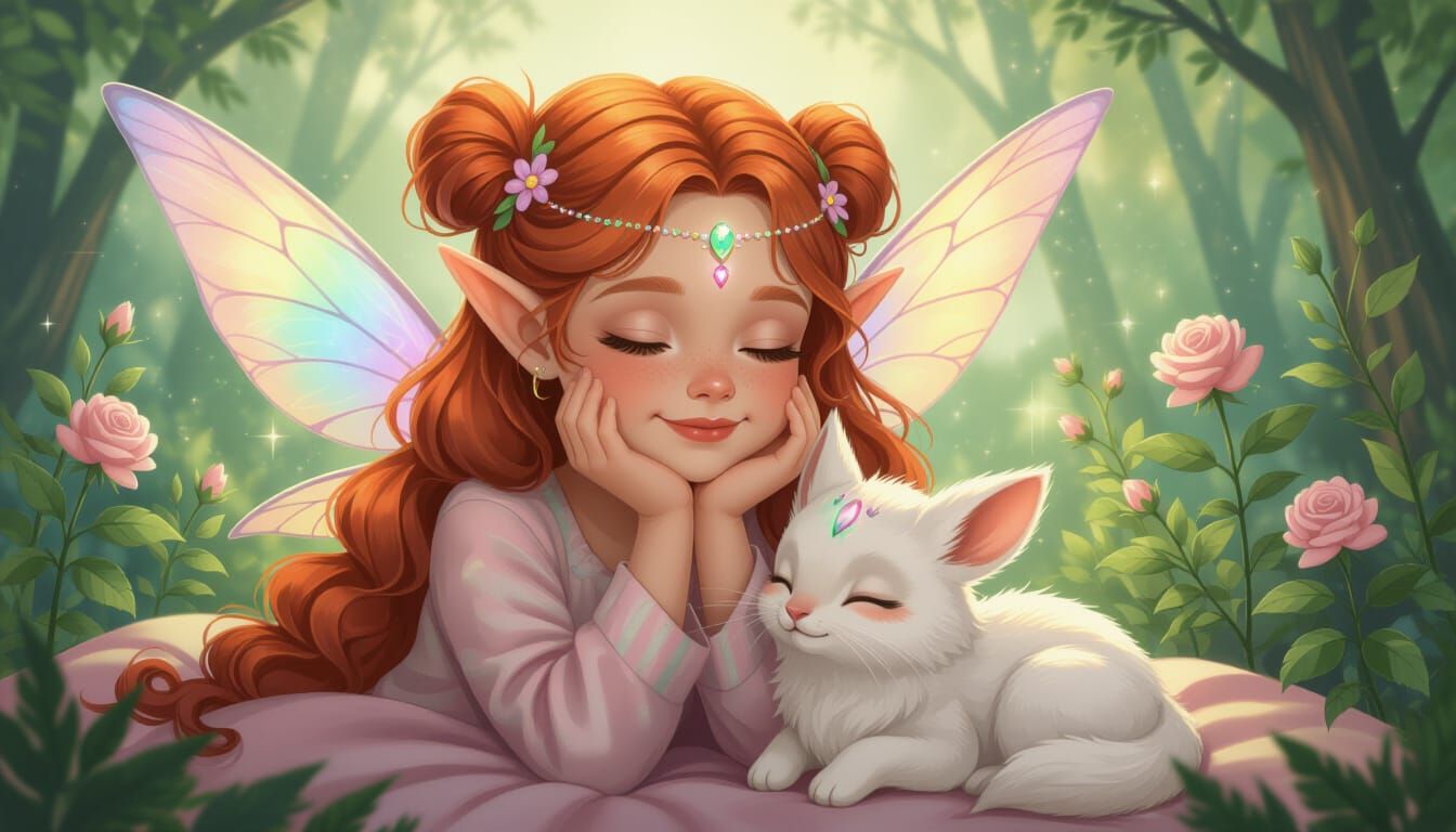 Adorable Faerie Child Zoey Cozy in Pajamas