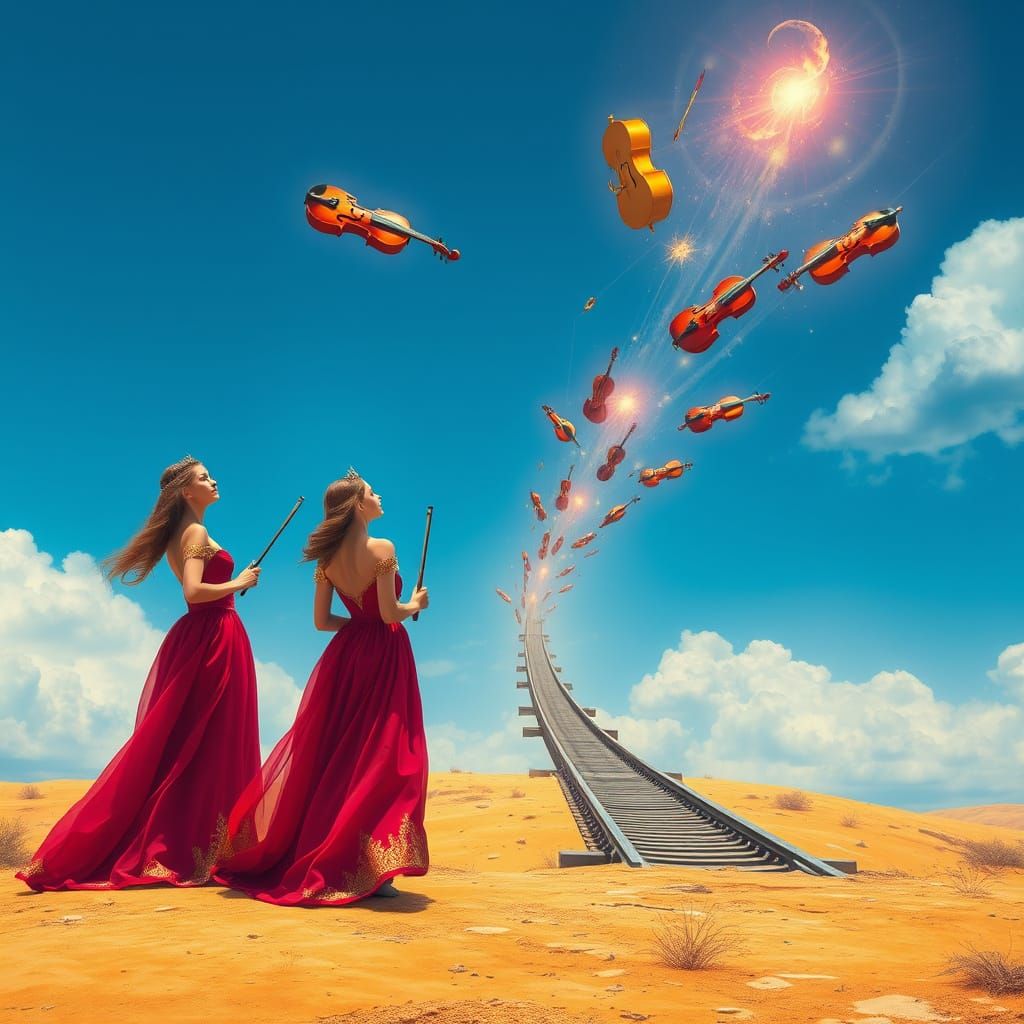 Regal Princesses Conduct Celestial Harmony in Whimsical Fant...