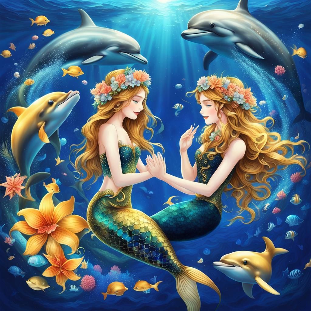 Mermaid in Deep Ocean Fantasy Art