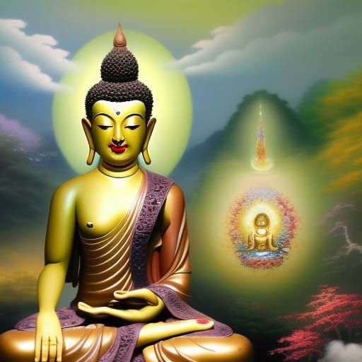 Ethereal Gathering of Buddhas in Hyperdetailed Fantasy