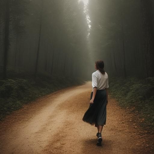 Woman in Misty Forest: Cinematic Film Still