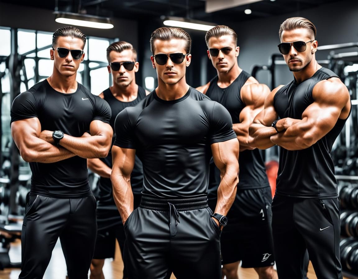 Teen and Gym Team Pose in Sunglasses